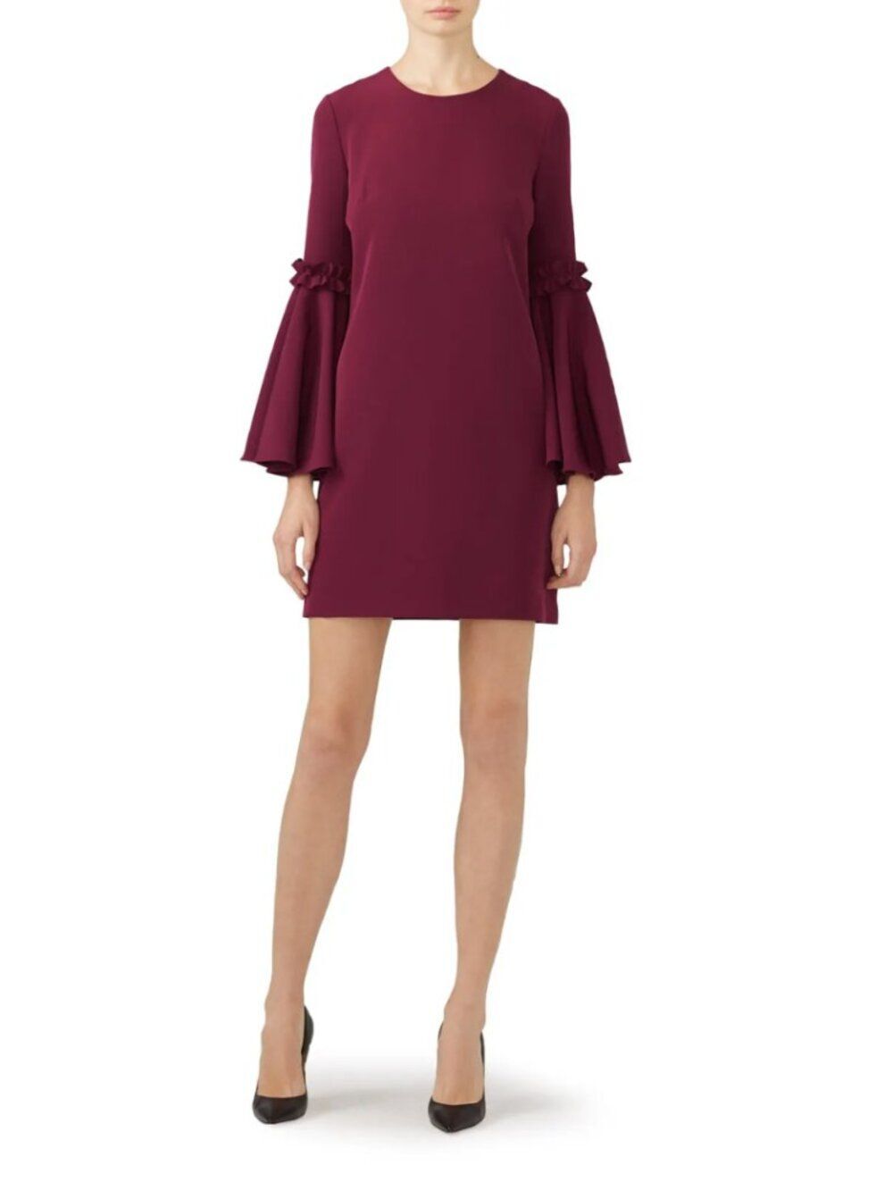 Milly Cady Bell Sleeve Shift Mini Dress Wine Burgundy Size 4 Goth Dramatic Boho